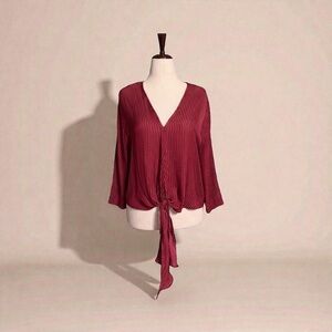 NWT Sorellas by Together Ella V-Neck Wine Colored Blouse - Size S